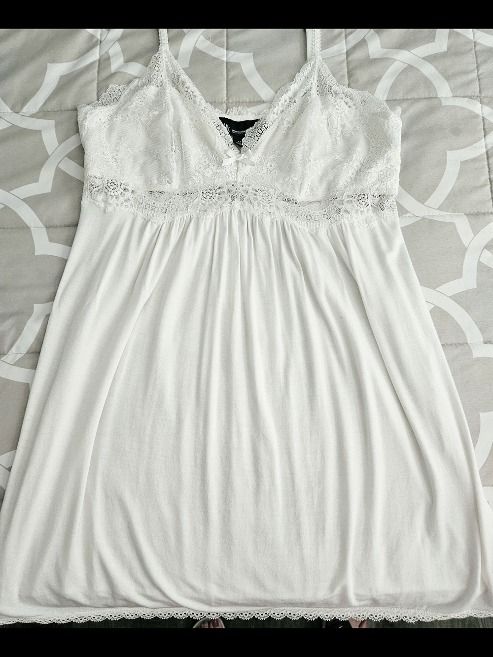 INC International Concepts White Lace Trim Women's Nightgown